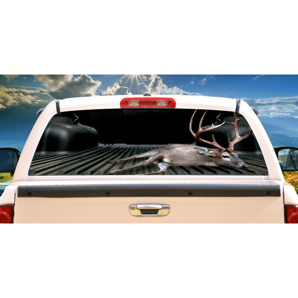 FLAMING 2 SKULLS Flame Rear Window Graphic Decal Truck SUV Cap Shell Dodge ute